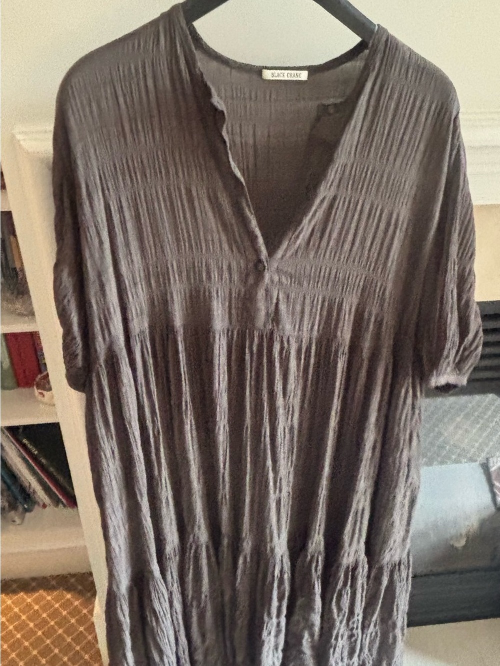 Relaxed Crinkle Oversized Dress in Dark Brown